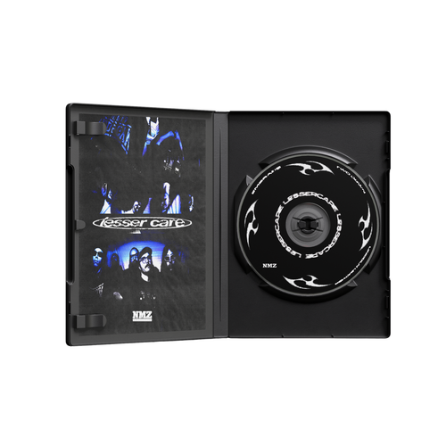 An open CD case displays a disc labeled LINCOLN LEATHER with tribal designs, along with a booklet featuring band photos on a black background from the heavy alternative band’s EP.